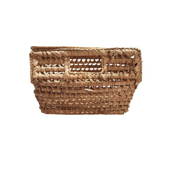 Handwoven Natural Straw Rectangular Basket With Lid For Storage Or Decor - Picture 2 of 7
